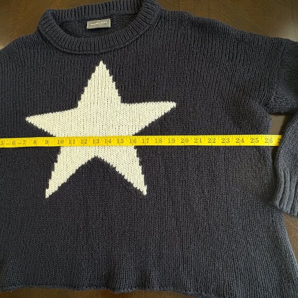 Wooden Ships Navy Blue White Star Wool Mohair Blend Boxy Sweater Size S/M - Picture 7 of 7